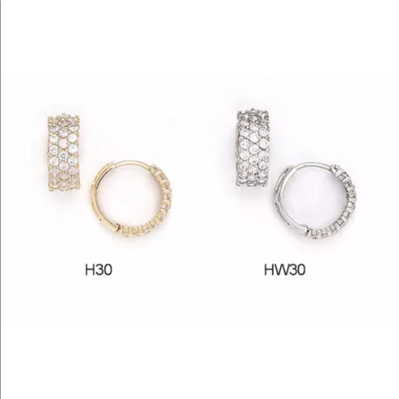 14K Pure Solid Yellow/White Gold Huggie Earrings